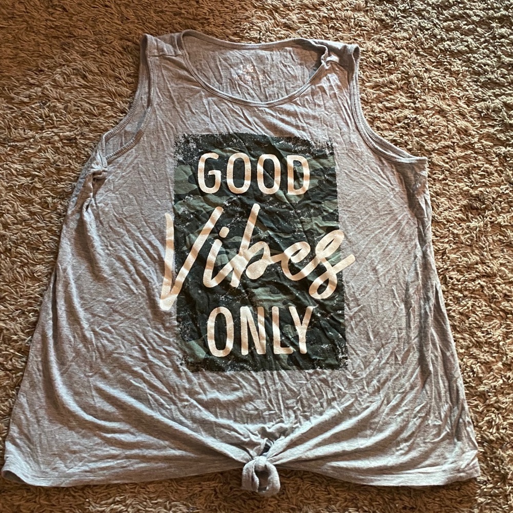 Girls grey tank with tie detail